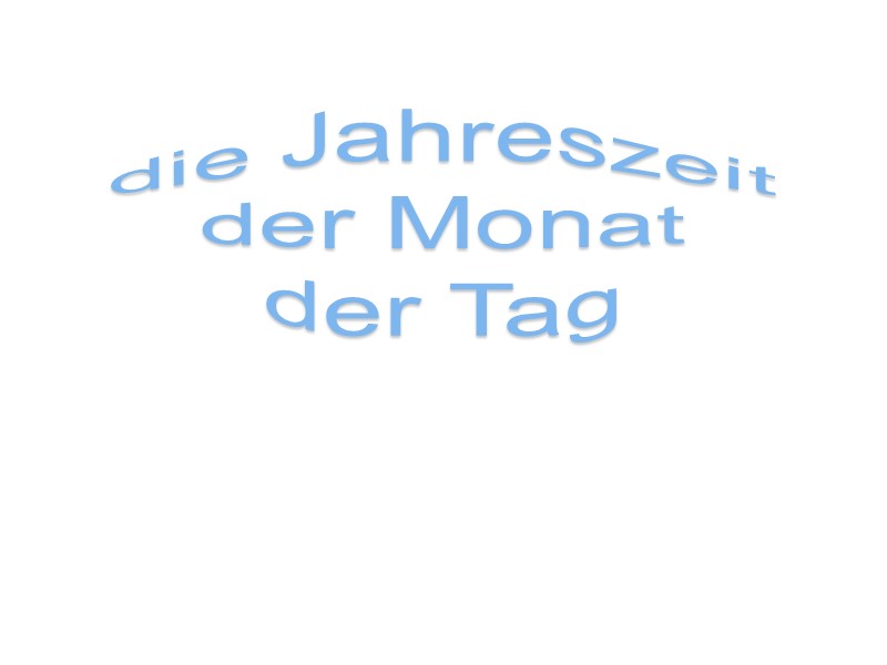 die Jahreszeit der Monat der Tag